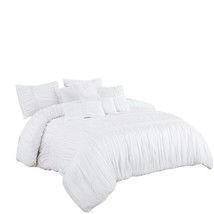 HIG 7-piece Luxury Ruffle Comforter Set Bed in A Bag -Queen/King Size - £50.42 GBP