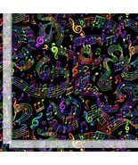 Cotton Tossed Painted Guitar Rainbow Colorful Fabric Print by Yard D778.02 - $22.46 CAD