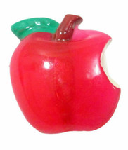 Shiny Glossy Bitten Red Apple Brooch Pin Vintage Translucent - £9.01 GBP