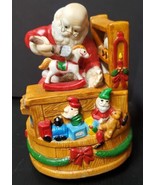 CHRISTMAS wind-up MUSIC BOX SANTA CLAUS IS COMING TO TOWN VTG 80s Toy Wo... - $16.45