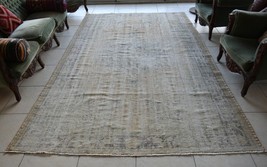 Large Oushak Rug 10.3x6.2  ft Vintage Rug Faded Turkish Rug Living Room Carpet - $619.09