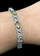 vintage sterling silver FAS multi stone XOXO bracelet 7”. 14 Grams - £47.95 GBP