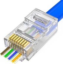 RJ45 Cat5 Cat6 Connector Pass Through RJ45 Ends for Solid Wire and Stand... - £23.55 GBP