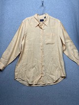 Liz Clairborne Linen Boyfriend Button Up Shirt Womens Size L Coastal Yellow - £25.89 GBP