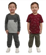 Lands&#39; End Boys Girls Top Pants Red 4-Piece Crewneck Dinosaur Elastic Waist - $802.15 MXN