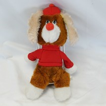 Russ Berrie Fruzzy Dog Soft Plush Tan Brown Red Nose Vintage VERY RARE - £108.71 GBP