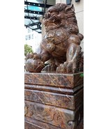 Large Pink Guardian Lion Chinese Foodog Feng Shui Animal Healing Stone H... - £9,049.53 GBP