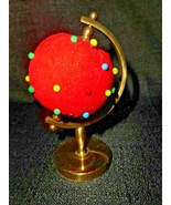 Pin Cushion Spinning World Globe 4+&quot; Velvet Pin Cushion w Weighted Metal... - £19.65 GBP