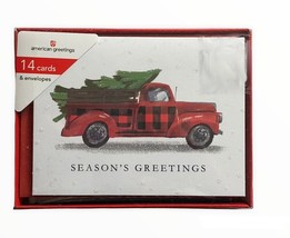 Red Farm Truck Christmas Tree Cards Boxed 14 Cards Envelopes American Greetings - £21.26 GBP