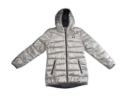 Girls Jacket Puffer UA Prime Under Armour Metallic Pewter Water Resistant-sz YXL - £35.21 GBP