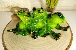 Whimsical See Hear and Speak No Evil Trio Frogs Statue 7.5"L Pond Animal... - $24.99