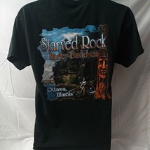 Harley Davidson Men&#39;s short Sleeves Green Size M Starved Rock Ottawa IL Tshirt  - $20.79