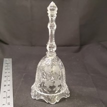 Vintage Bohemian Clear Cut Crystal Dinner Bell Etched Flowers Scalloped Edge 8,5 - £18.60 GBP