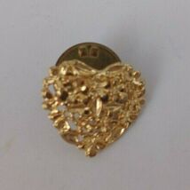 Vintage Gold Tone Textured Heart  Lapel Hat Pin - $4.37