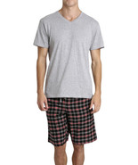 NWT Sleep Hero V-NECK T-SHIRT &amp; FLANNEL SHORTS 2-PIECE PAJAMA SET Grey S... - £8.86 GBP