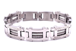 Men’s Stainless Steel Cable Link 9” Bracelet - £71.35 GBP