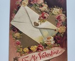 To My Valentine Embossed Pink Roses Floral Heart 1910s Antique Postcard ... - $16.99