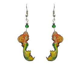 Mermaid Sea Creature Graphic Dangle Earrings - Womens Fashion Handmade J... - £11.63 GBP