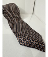 Vintage Neiman Marcus Brown Navy Blue Geometric Pattern Men’s Neck Tie - $33.60 CAD