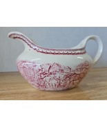 Currier &amp; Ives Red by Homer Laughlin Gravy Boat Preparing For Market &amp; H... - €34,54 EUR