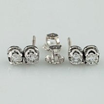 14k White Gold 0.48 carat Diamond Double Stud Drop Earrings - $617.42