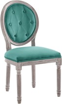 Modway Arise French Vintage Performance Velvet Dining Chair in Natural Teal - £186.49 GBP