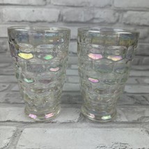 Federal Glass Yorktown Iridescent Tumblers Thumbprint 1960&#39;s Set of 2 10oz - £9.72 GBP