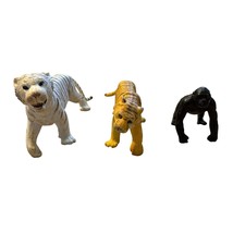 Set Of 3 Animal Figurines - White Tiger Yellow Tiger &amp; Black Gorilla - P... - $7.68