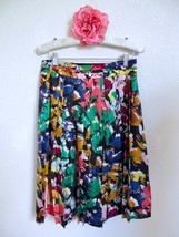 J. Crew Double Pleated Silk Flare Skirt 2 Colorful Brushstroke Floral Print - £30.19 GBP