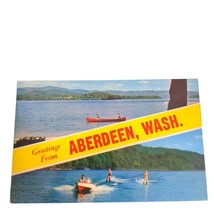 Postcard Greetings From Aberdeen Washington Water Skiing Chrome Unposted - £5.59 GBP