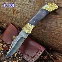 Best 2024 Folding Blade Knife Lock Blade Pocket Knife Dye Camel Bone Han... - $27.72