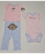 Carter&#39;s 3 Piece Set For Girls 6 Months Daddy&#39;s Sweetie Monkey Theme - $90.80 MXN