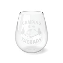 Personalized Stemless Wine Glass 11.75oz Camping is my Therapy - $23.69
