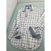 Robert Graham Men Shirt Flip Cuff White Blue Button Up Long Sleeve Medium M - £15.57 GBP