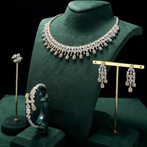 Elegant Necklace Set Cubic Zirconia Jewelry for Women Anniversary Dubai Bridal N - £140.07 GBP