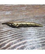 Vintage Crown Trifari Brushed Gold Tone Feather Quill Pin Brooch - £17.88 GBP
