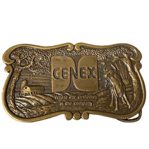 Vtg CENEX Belt Buckle Gas Oil Advertising Solid Brass Farmers Union Central MN - $10.79