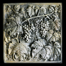 Grapes square Wall Relief Sculpture Plaque - $93.06