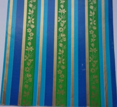Vintage Blue Gold &amp; Green General Gift Wrapping Paper Piece 20”x 30” - $56.91 MXN