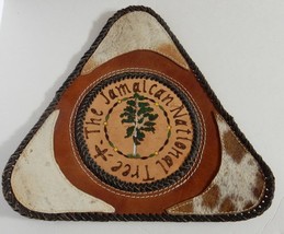 Jamaican National Tree Wall Art Chair Cover Pad Cowhide Leather Hand Made Decor - £22.71 GBP
