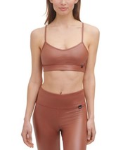DKNY Womens Athleather Faux Leather Sports Bra, Small, Caramel - £34.67 GBP