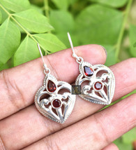 925 Sterling Silver Ruby Quartz Gems Handmade Earring Her Party Wear Gift ES1286 - £47.28 GBP