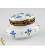 Small Limoges Peint Main Porcelain Honey Pot Ink Well Trinket Box - $124.74