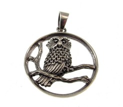 Handcrafted Solid 925 Sterling Silver Owl Perched Amongst the Branches Pendant - £25.43 GBP