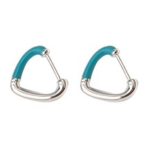 925 Sterling Silver Simple Modern Colorful Epoxy Triangle Hoop Fashion Earrings - £44.44 GBP