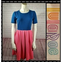 Lula Roe Dress Size Small Womens Blue Pink Short Sleeve Zipper Fit And F... - $20.09