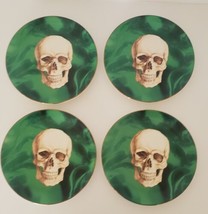 Set Of 4 Ashland  Halloween “Pretty Scary” Green Skull Plates 8.5” - $39.95