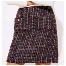 Loft Boucle Pocket Shift Skirt Plum Tweed Mini Skirt Back Zip 6 - $18.69