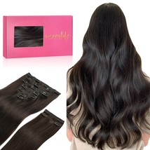 WENNALIFE Clip in Hair Extensions 150g 22 Inch 9pcs Dark Brown Human Hai... - $138.59