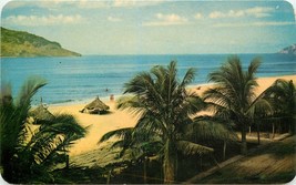 Chrome Mexico Postcard O226 Playa de las Gaviotas Mazatlan Beach Palms Huts - £3.70 GBP